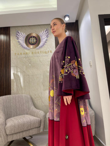 Ready-made - Practical gown made of Japanese velvet and Italian crepe, hand-embroidered