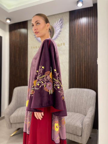 Ready-made - Practical gown made of Japanese velvet and Italian crepe, hand-embroidered