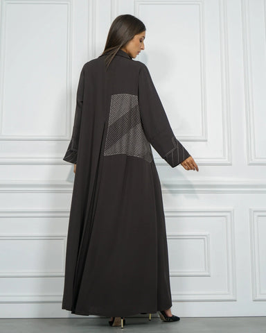 Practical colorful abaya with double cloche design - crepe fabric, exclusive to Tahani Boutique Company 