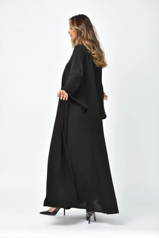 Plain abaya with vertical cuts and double cloche from Tahani Boutique