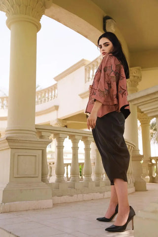 Italian Jacquard and Gazar Evening Dress - Luxurious Handmade Design