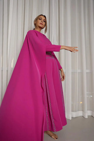 Women's Gemsuit Set with Shawl - Handmade Crepe Set