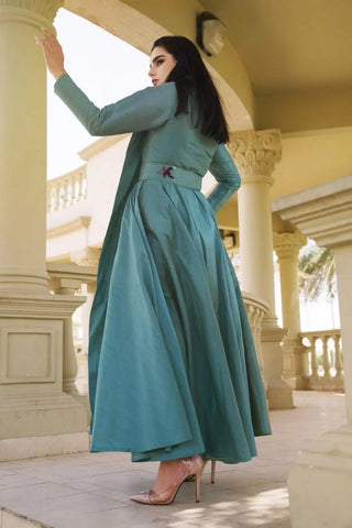 Luxury Shantung Evening Dress - Hand-embroidered design