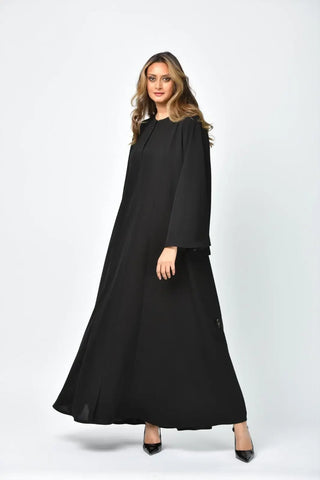 Plain abaya with vertical cuts and double cloche from Tahani Boutique