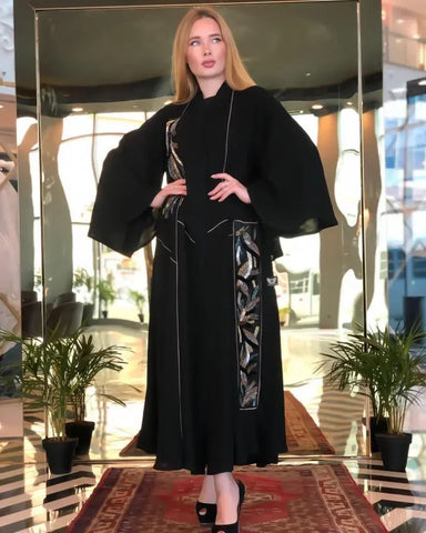 Hidden pleated occasional abaya 