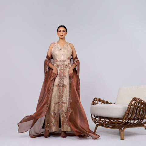 VIP Dress - A handcrafted piece of art made of woven fabric, threads, sequins, and Japanese beads.