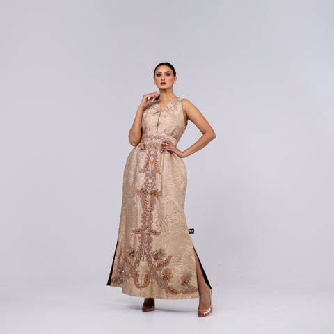 VIP Dress - A handcrafted piece of art made of woven fabric, threads, sequins, and Japanese beads.