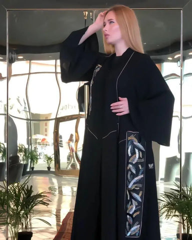 Hidden pleated occasional abaya 