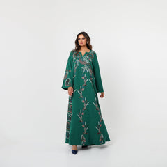 دراعة كويتية فخمة بتطريز يدوي على كريب إيطالي - أناقة باللون الأخضر - tahaniboutique