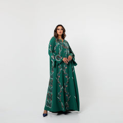دراعة كويتية فخمة بتطريز يدوي على كريب إيطالي - أناقة باللون الأخضر - tahaniboutique