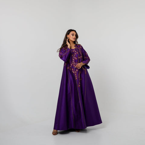 دراعة كويتية فاخرة جداً - بتطريز الريسم | قماش شانتون إيطالي - tahaniboutique