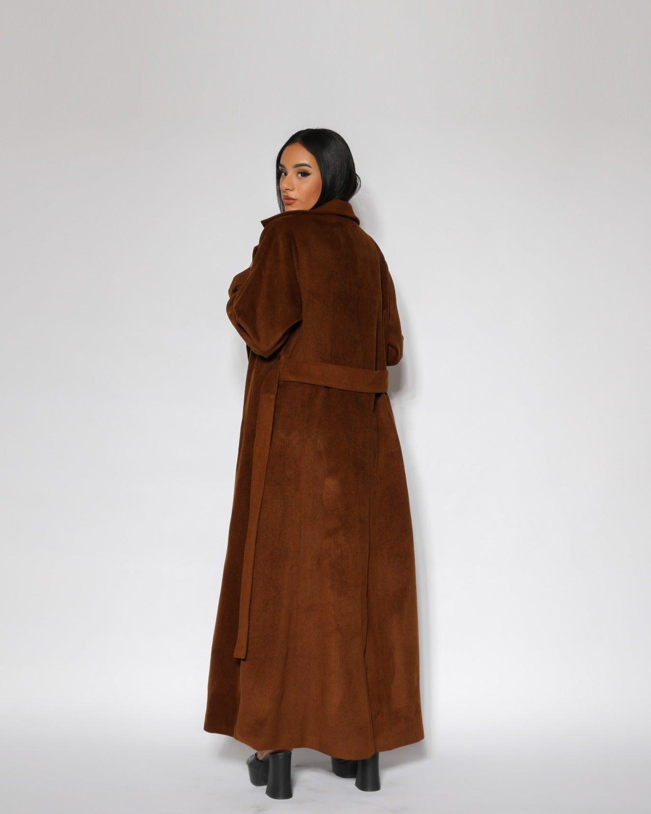 جاكيت شتوي نسائي بني جوخ فاخر - بشغل شك يدوي - tahaniboutique