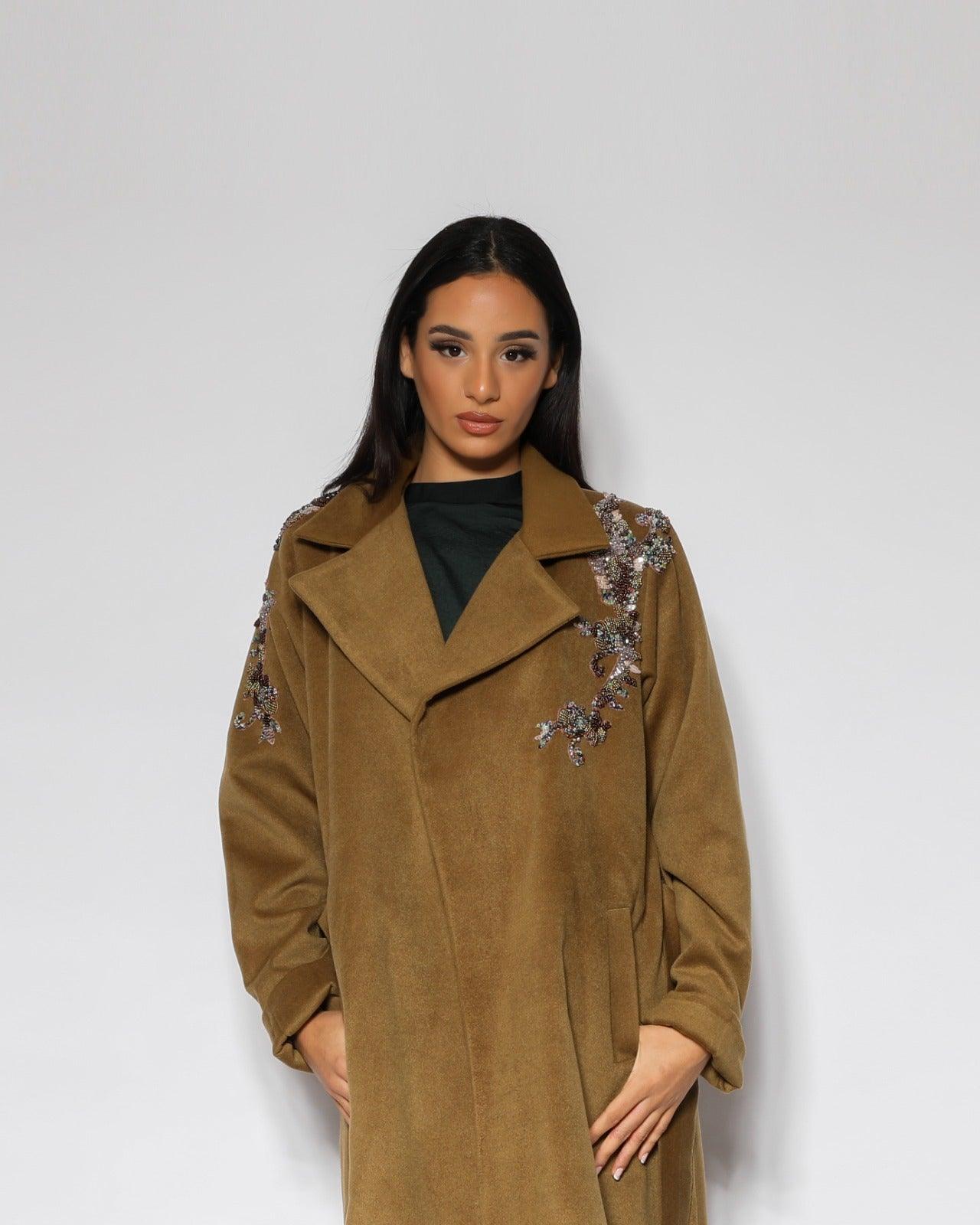 جاكيت نسائي شتوي من الجوخ - خياطة دبل وشك يدوي - tahaniboutique