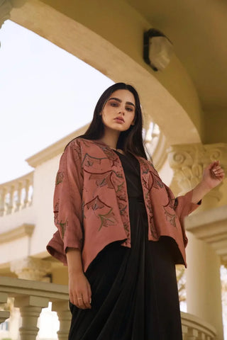 Italian Jacquard and Gazar Evening Dress - Luxurious Handmade Design