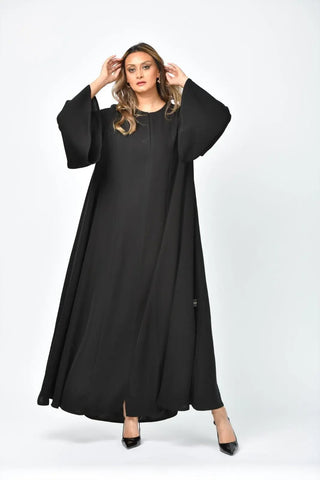 Plain abaya with vertical cuts and double cloche from Tahani Boutique