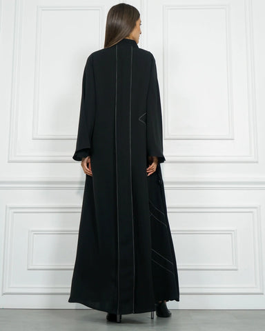 Plain formal abaya with cuts and hem