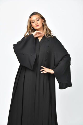 Plain crepe triple cloche abaya with elegant design