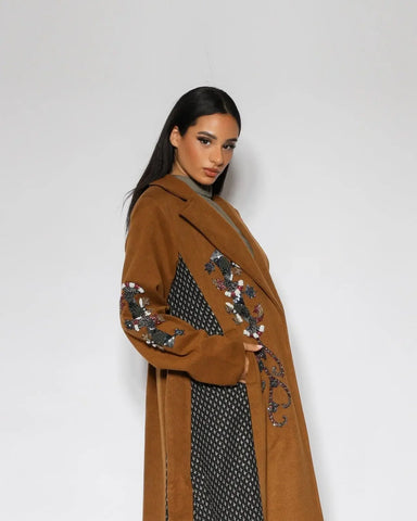 Women's winter wool jacket - hand-stitched and double-stitched