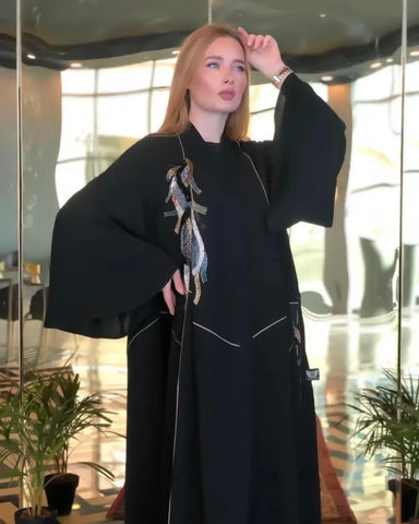Hidden pleated occasional abaya 