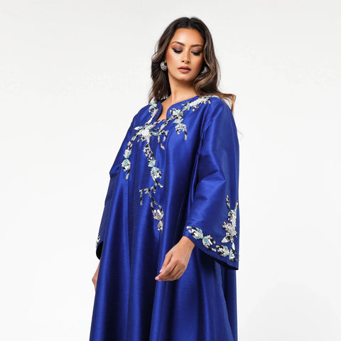 Very luxurious hand-embroidered dress with embroidery, beads and pearls