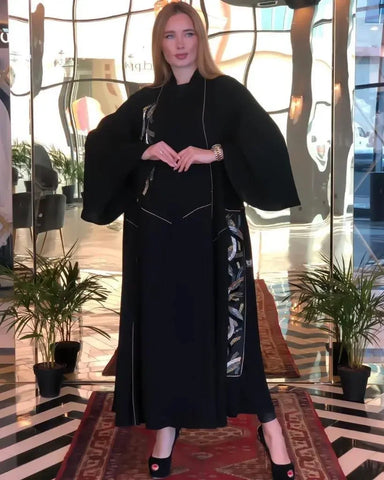 Hidden pleated occasional abaya 