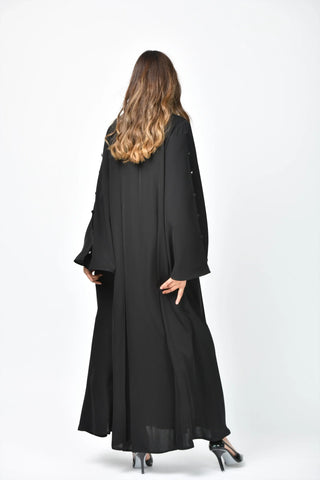 Plain crepe triple cloche abaya with elegant design
