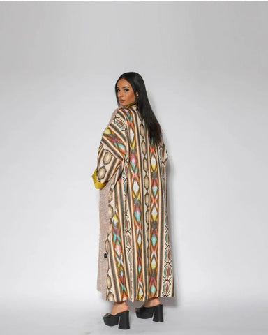 Women's winter wool bisht - maroon color, hand-made