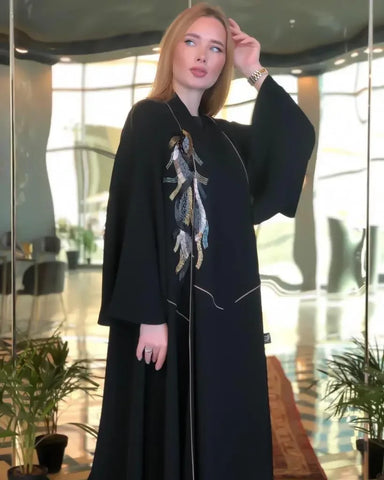 Hidden pleated occasional abaya 