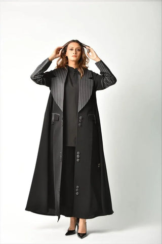 Tahani Boutique front trim blazer abaya