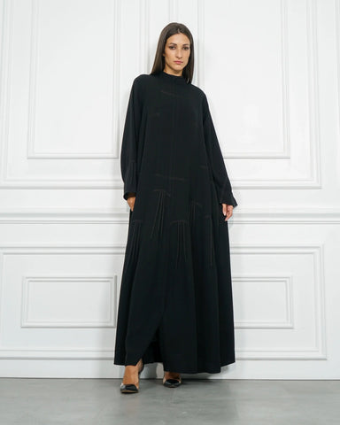 Plain double cloche abaya made of fabric similar to Nada, exclusive to Tahani Boutique 