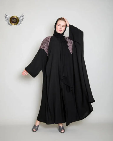 Purple shoulder abaya