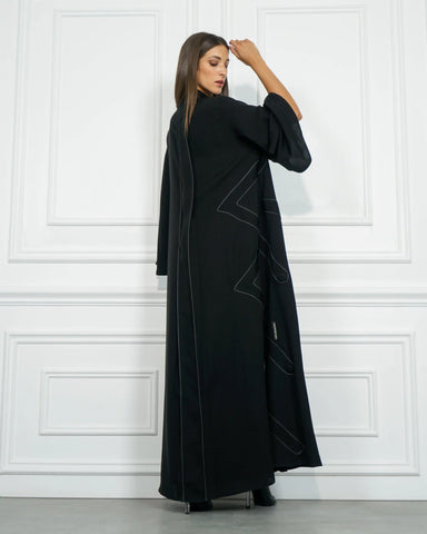 Plain formal abaya with cuts and hem