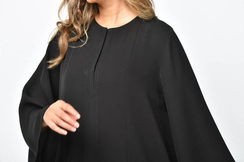 Plain abaya with vertical cuts and double cloche from Tahani Boutique