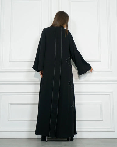 Plain formal abaya with cuts and hem