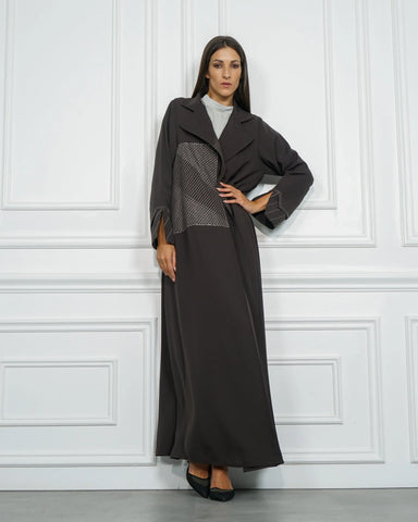 Practical colorful abaya with double cloche design - crepe fabric, exclusive to Tahani Boutique Company 
