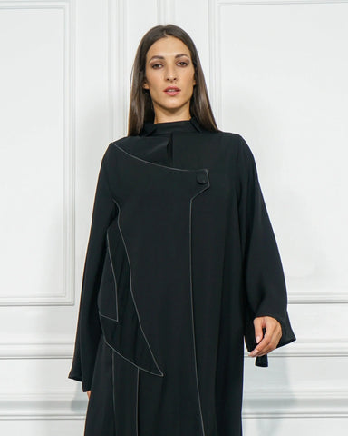 Plain formal abaya with cuts and hem