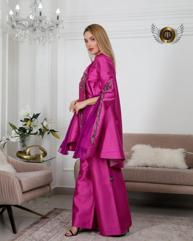 Luxury women's set with pants - handmade crystal jacquard sets