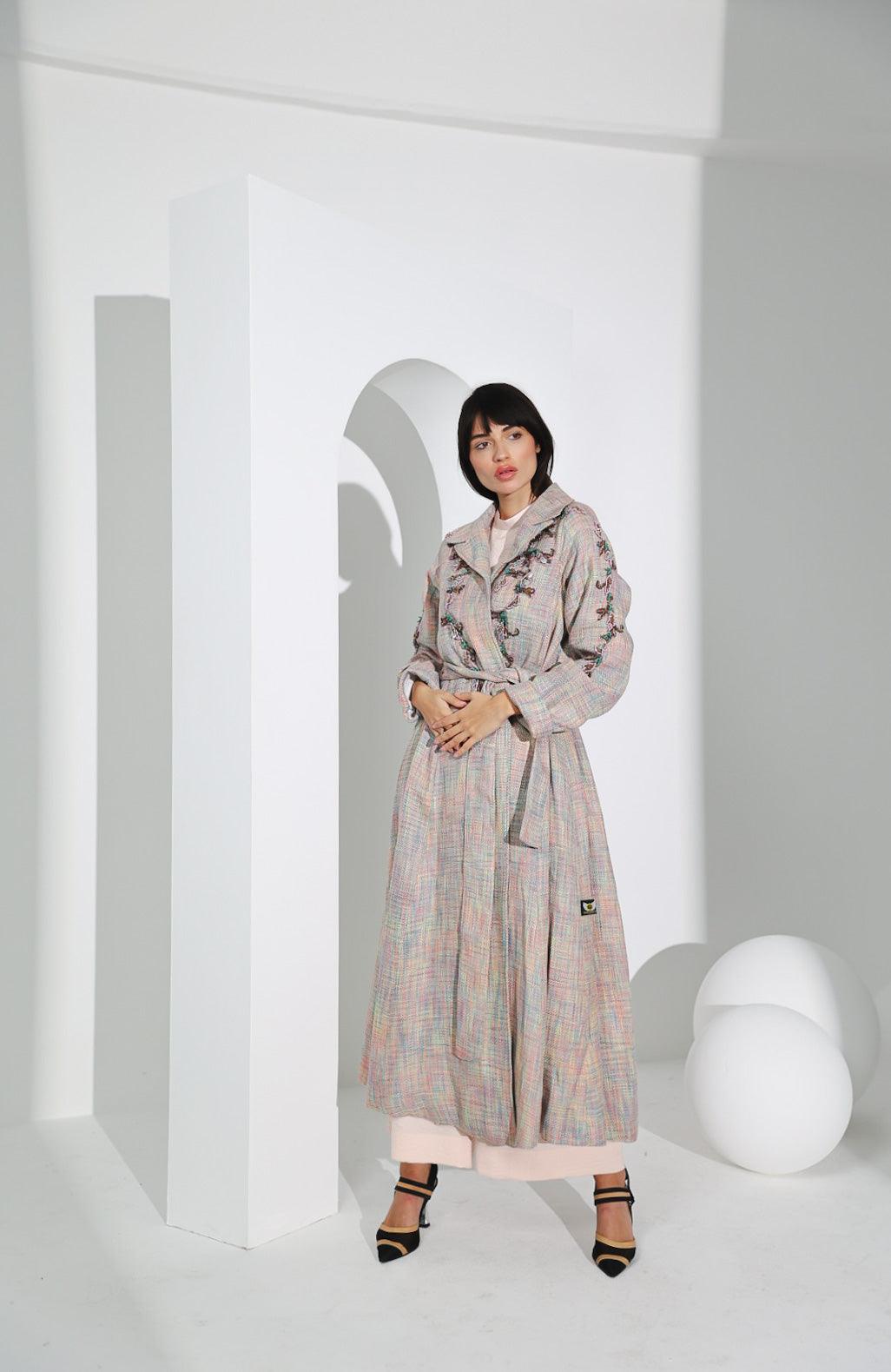 جاكيت صوف نسائي فاخر - شغل شك يدوي - tahaniboutique