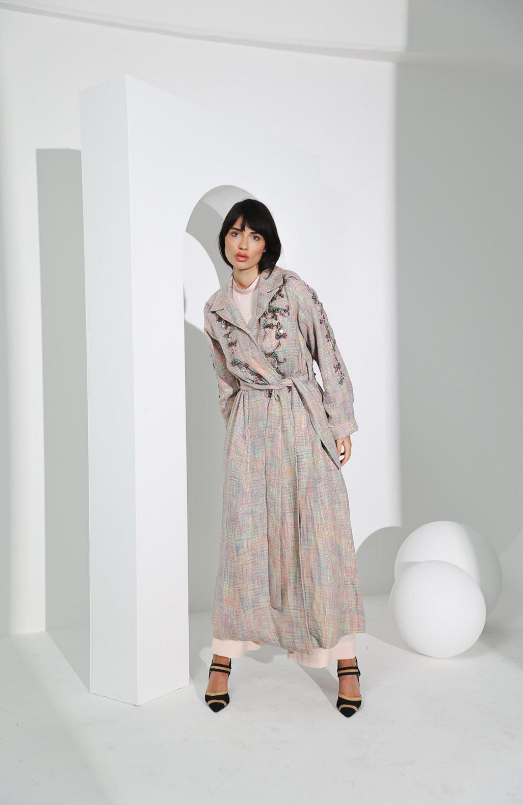جاكيت صوف نسائي فاخر - شغل شك يدوي - tahaniboutique
