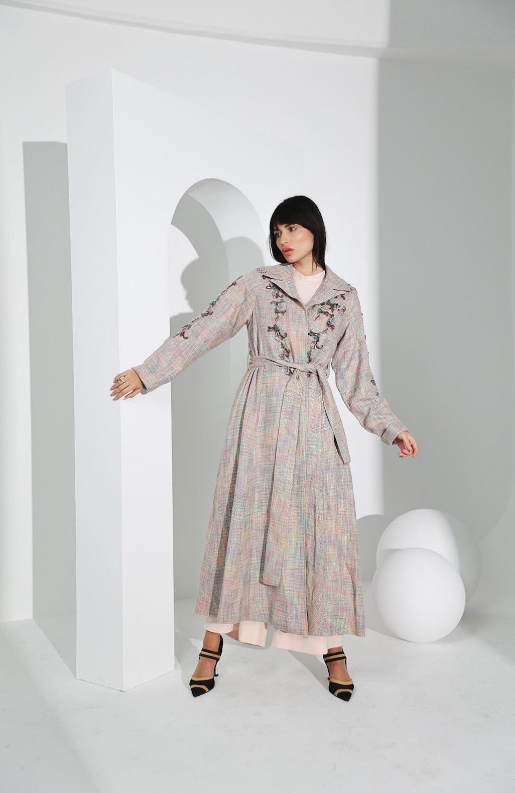 جاكيت صوف نسائي فاخر - شغل شك يدوي - tahaniboutique