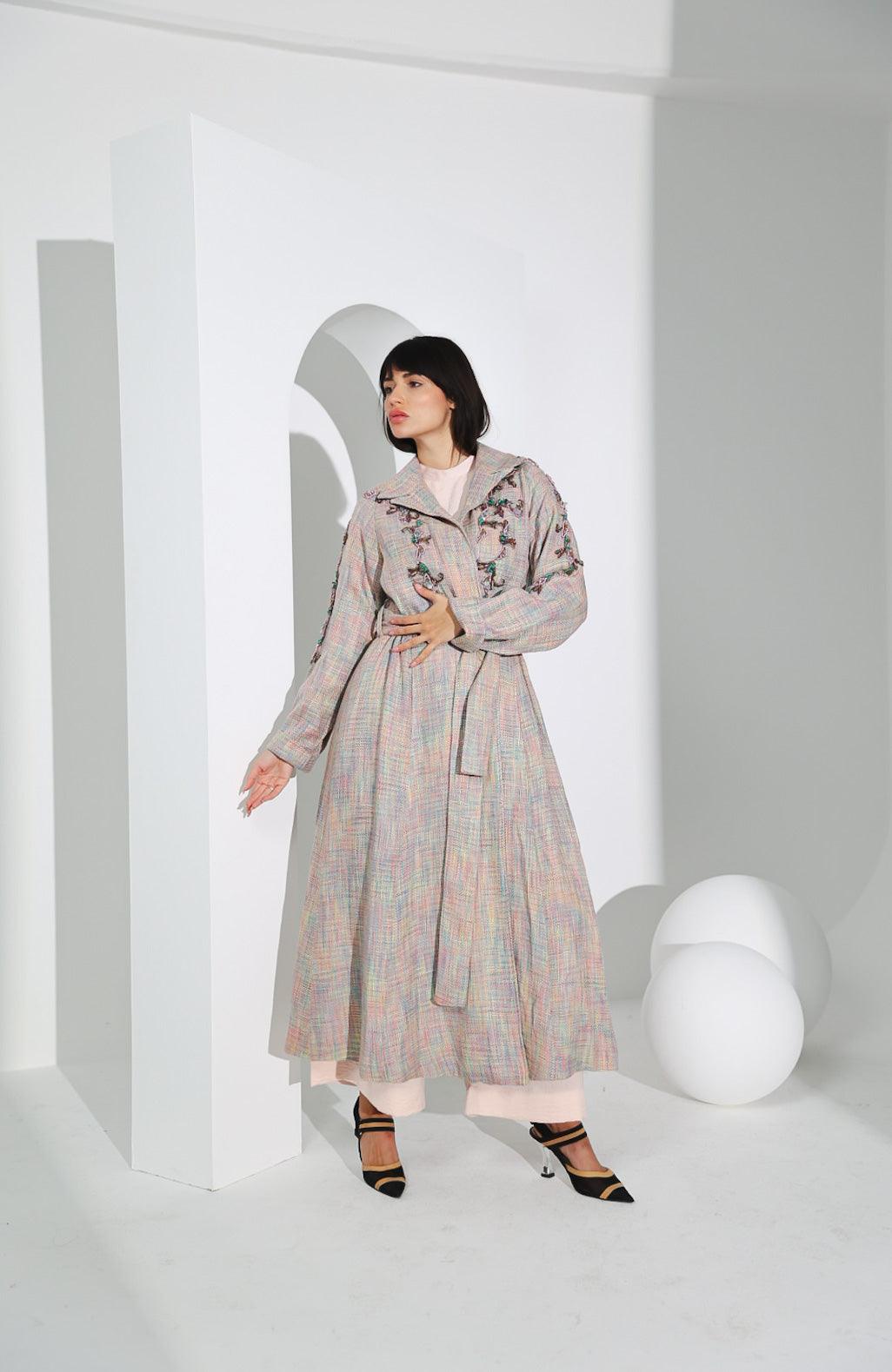 جاكيت صوف نسائي فاخر - شغل شك يدوي - tahaniboutique