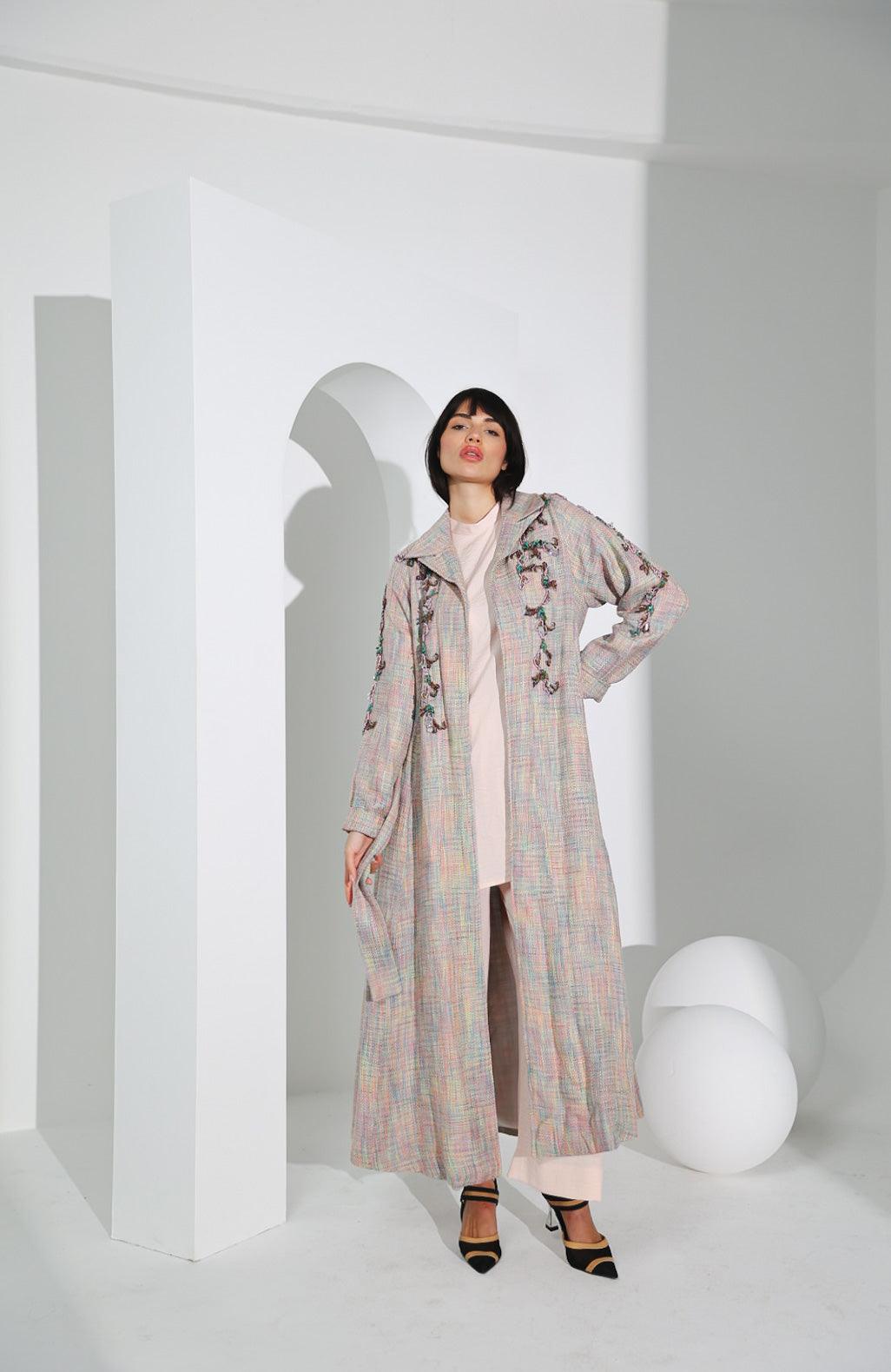 جاكيت صوف نسائي فاخر - شغل شك يدوي - tahaniboutique