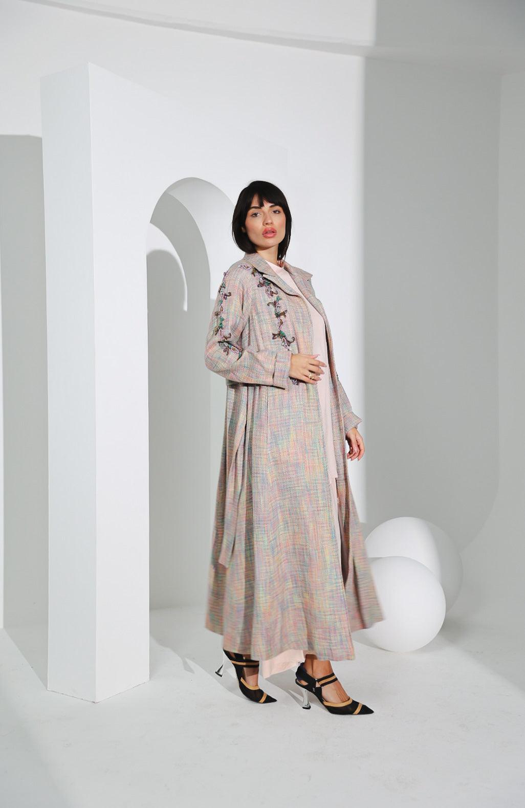 جاكيت صوف نسائي فاخر - شغل شك يدوي - tahaniboutique