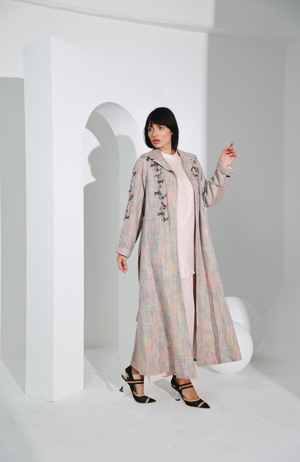 جاكيت صوف نسائي فاخر - شغل شك يدوي - tahaniboutique