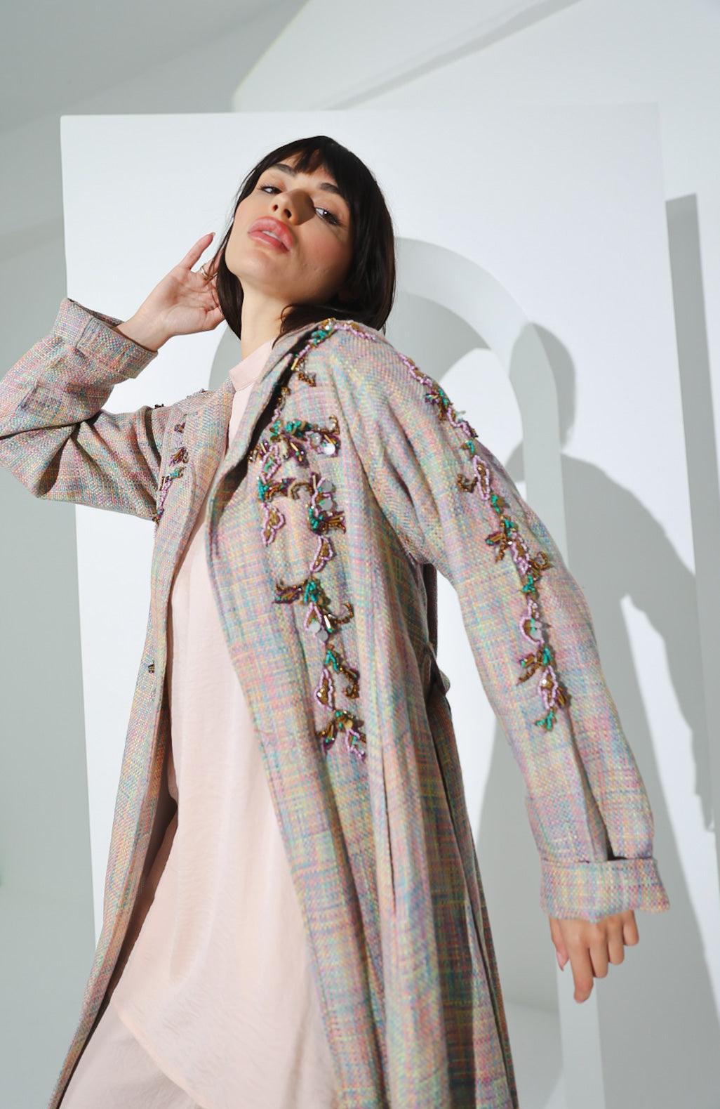 جاكيت صوف نسائي فاخر - شغل شك يدوي - tahaniboutique
