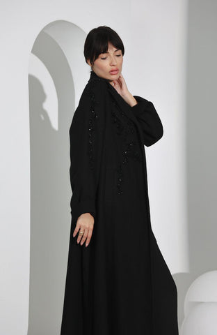 جاكيت صوف ناعم أسود اللون - tahaniboutique