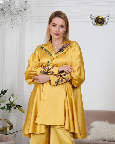 طقم نسائي قطعتين كريب حرير - tahaniboutique