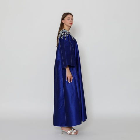 دراعة دبل كلوش فخمة - مشغولة يدوياً بالكامل | قماش شانتون - tahaniboutique