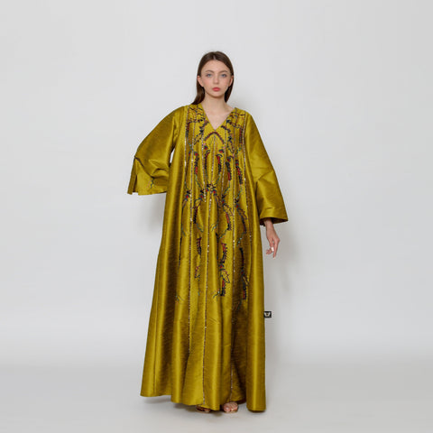 دراعة فخمة بقصات وبريم مميزة - مشغولة يدوياً | شانتون عالي الجودة - tahaniboutique
