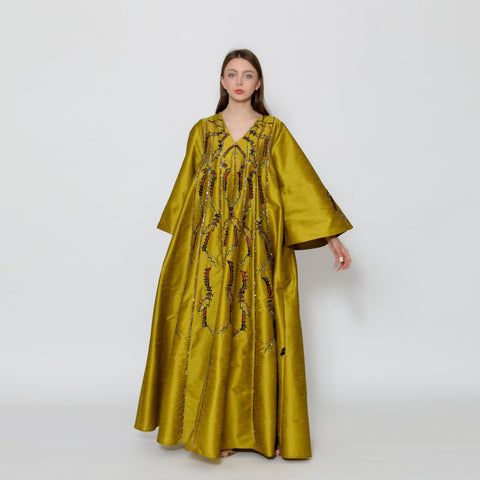 دراعة فخمة بقصات وبريم مميزة - مشغولة يدوياً | شانتون عالي الجودة - tahaniboutique